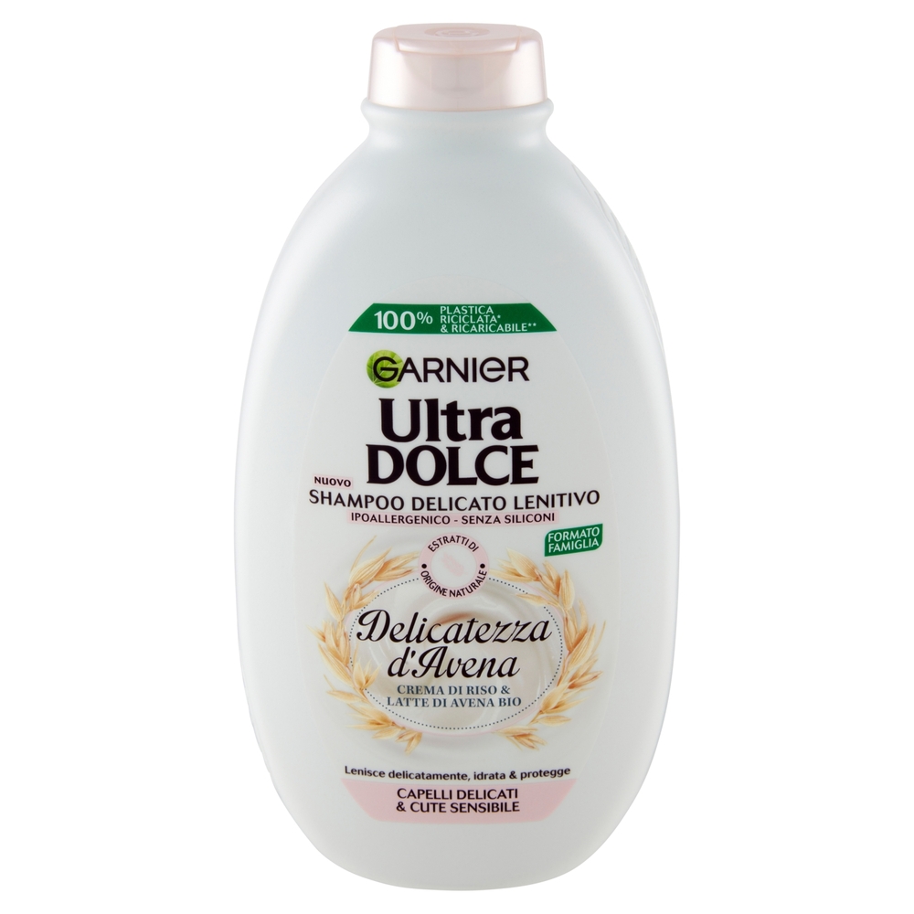 Garnier Ultra Dolce Shampoo Delicatezza d'Avena, Shampoo per Capelli e Cute Delicati, 600 ml